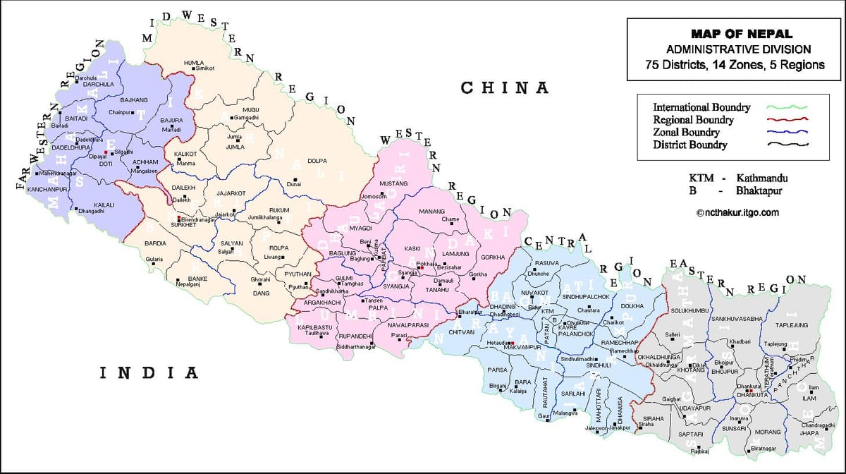 непал 75 област на мапата