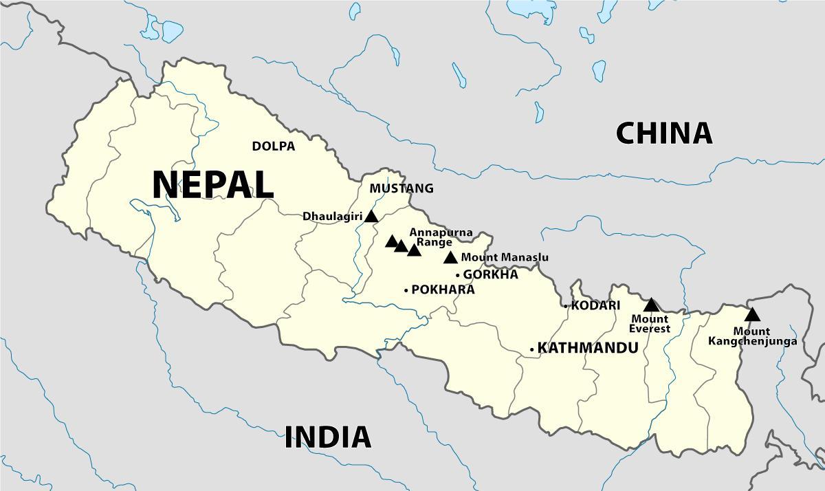 индија непал граница мапа