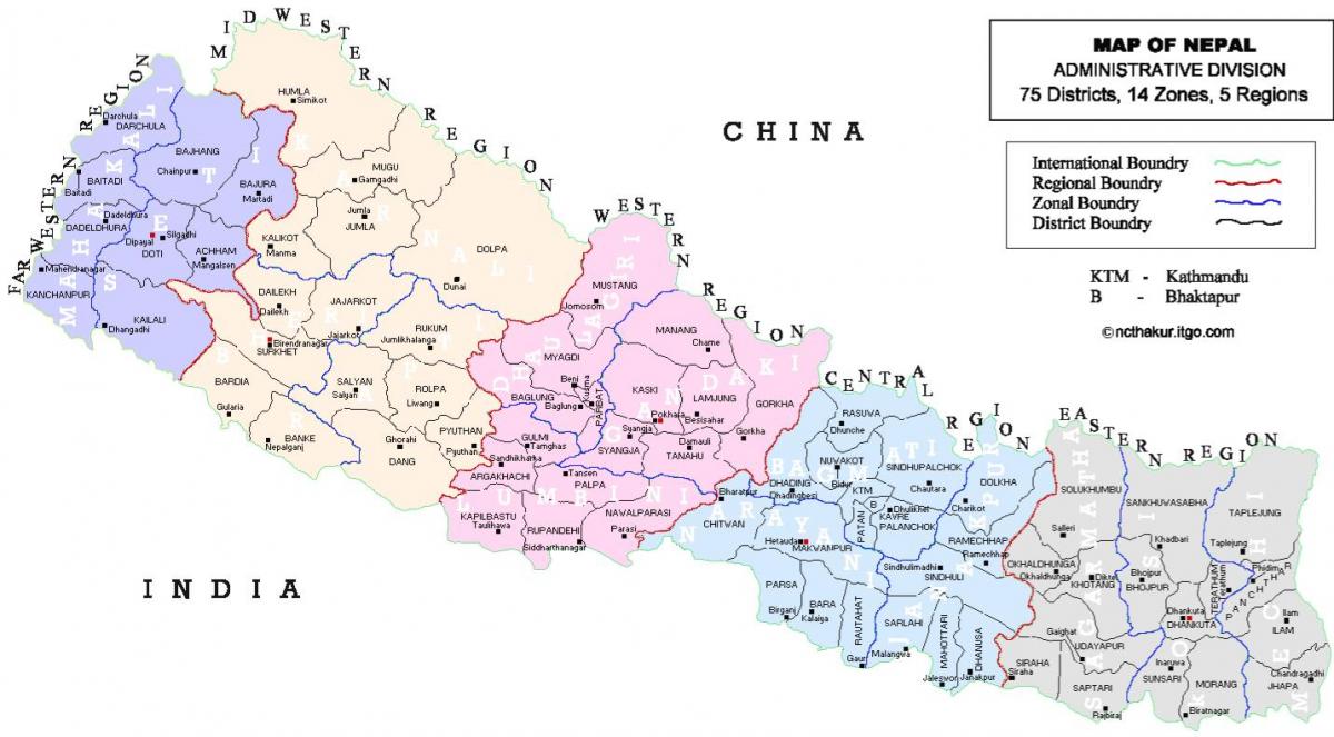 непал политичката карта со делови