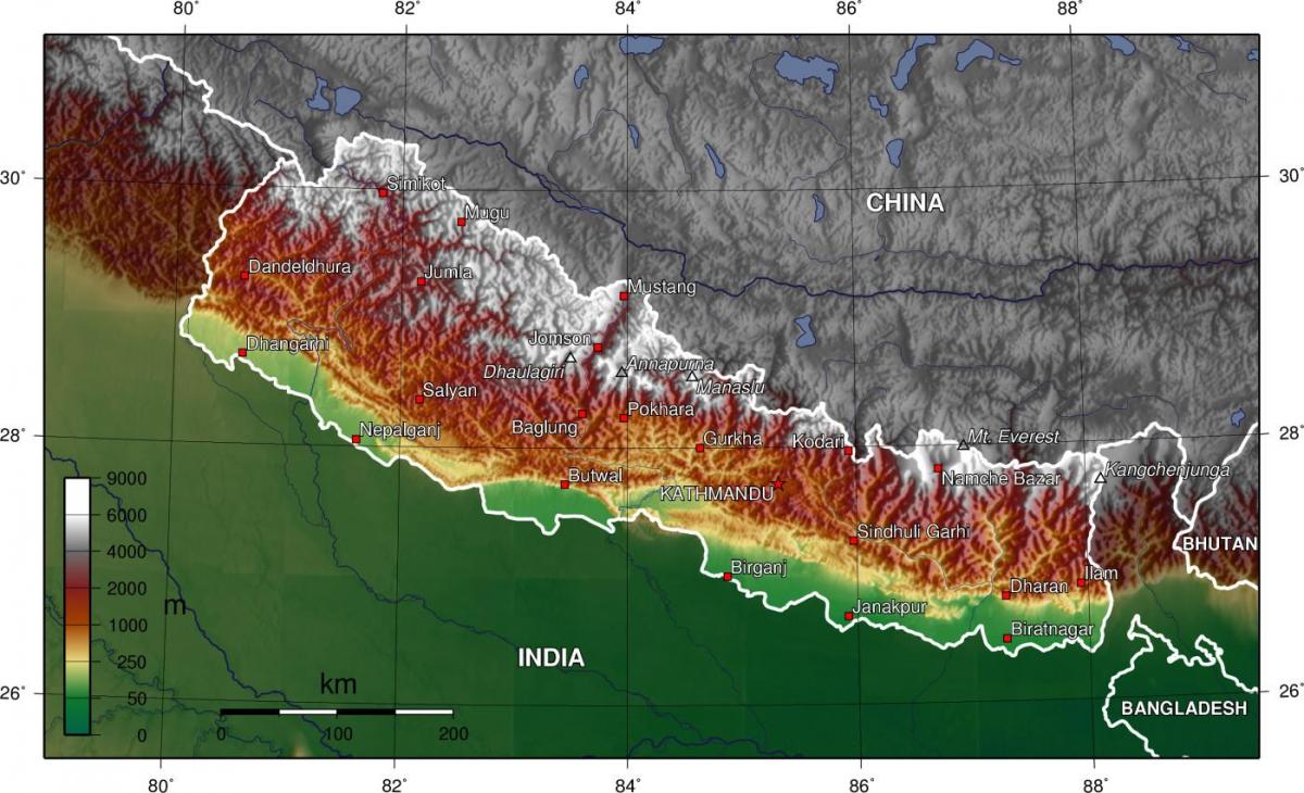 Карта на сателитски непал