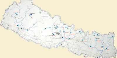 Карта на непал со езера