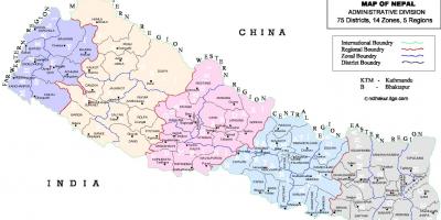 Непал политичката карта со делови